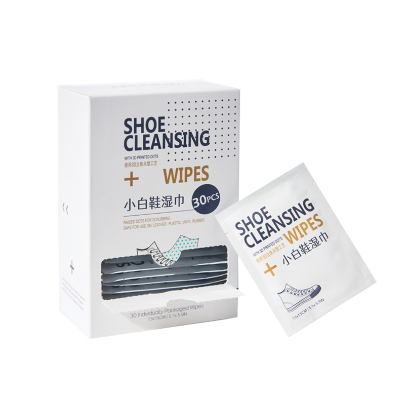 Lingettes nettoyantes pour chaussures en tissu plastique à points granulaires